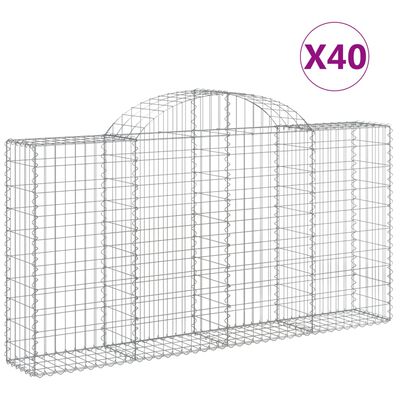 vidaXL Габионни кошници арка 40 бр 200x30x100/120см поцинковано желязо