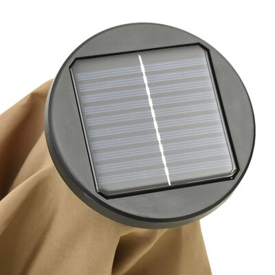 vidaXL Градински чадър с LED осветление, таупе, 200x211 см, алуминий