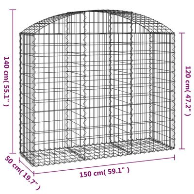 vidaXL Дъговидна габионна кошница 150x50x120/140 см поцинковано желязо