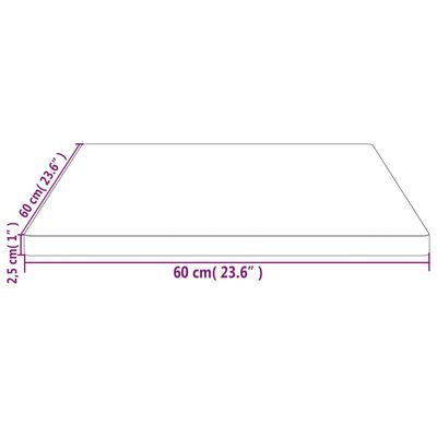 vidaXL Плот за маса, бял, 60x60x2,5 см, бор масив, квадратен