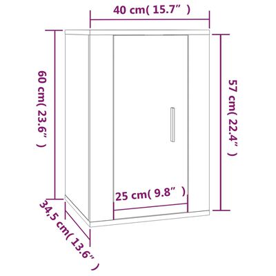 vidaXL ТВ шкафове със стенен монтаж, 2 бр, кафяв дъб, 40x34,5x60 см