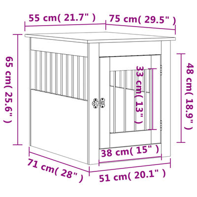 vidaXL Клетка за куче мебел, бетонно сив, 55x75x65 см, инженерно дърво