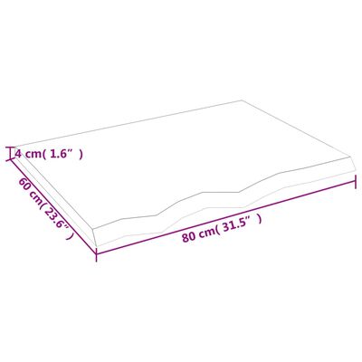 vidaXL Плот за маса светлокафяв 80x60x(2-4) см обработен масивен дъб