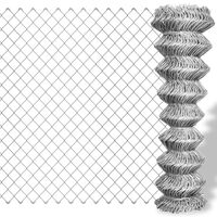 vidaXL Плетена оградна мрежа поцинкована стомана 25x1,25 м сребриста