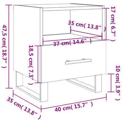 vidaXL Нощно шкафче кафяв дъб 40x35x47,5 см инженерно дърво