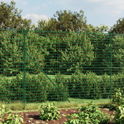 vidaXL Ограда от телена мрежа зелена 2,2x25 м поцинкована стомана