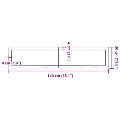 vidaXL Плот за баня тъмнокафяв 140x30x(2-6)см обработено масивно дърво