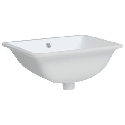 vidaXL Мивка за баня, бяла, 47,5x35x19,5 см, правоъгълна, керамика