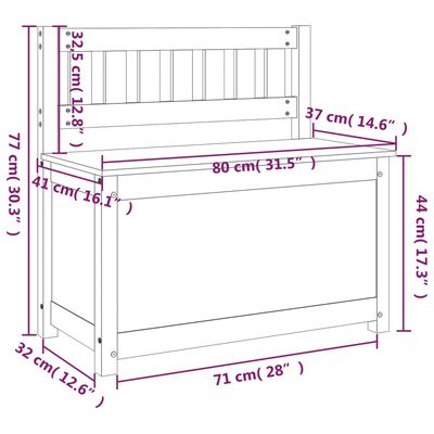 vidaXL Пейка, сива, 80x41x77 см, борово дърво масив