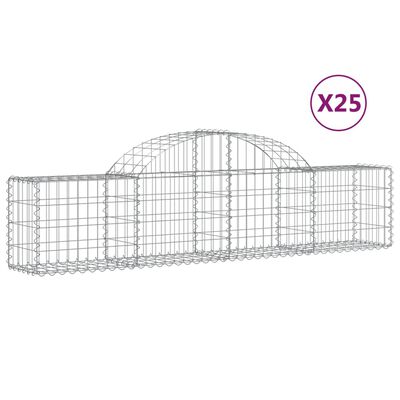 vidaXL Габионни кошници арка 25 бр 200x30x40/60 см поцинковано желязо