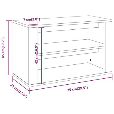 vidaXL Етажерка за обувки, черна, 75x35x45 см, инженерно дърво