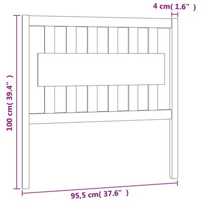 vidaXL Горна табла за легло, бяла, 95,5x4x100 см, бор масив