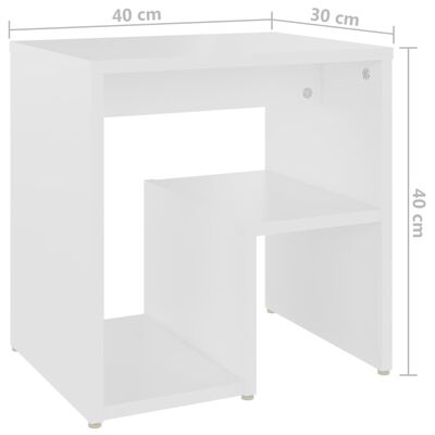 vidaXL Нощно шкафче, бяло, 40x30x40 см, инженерно дърво