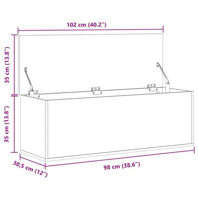 vidaXL Кутия за съхранение, опушен дъб, 102x35x35 см, инженерно дърво