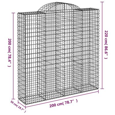 vidaXL Габиони кошници арка 14 бр 200x50x200/220 см поцинковано желязо