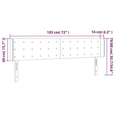 vidaXL LED Горна табла за легло, капучино, 183x16x78/88 см