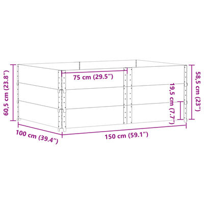 vidaXL Палетни страници черно 3 бр 150x100 см, борова дървесина масив