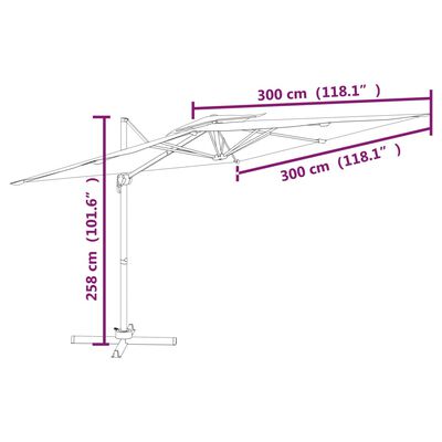 vidaXL Конзолен чадър с двоен покрив, таупе, 300x300 см