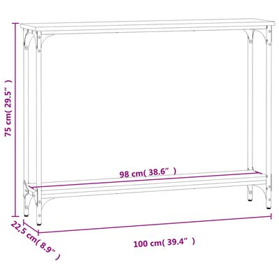 vidaXL Конзолна маса, опушен дъб, 100x22,5x75 см, инженерно дърво