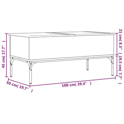 vidaXL Кафе маса, дъб сонома, 100x50x45 см, инженерно дърво и метал