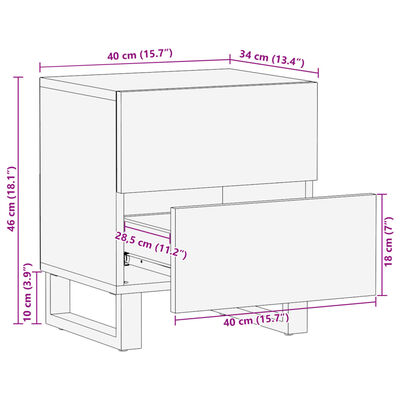 vidaXL Нощни шкафчета, 2 бр, 40x34x46 см, грубо дърво масив