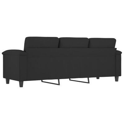 vidaXL 3-местен диван, черен, 180 см, микрофибърен плат