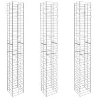 vidaXL Габионни кошници, 3 бр, поцинкована стомана, 25x25x197 см