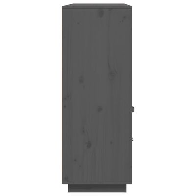 vidaXL Висок шкаф, сив, 100x40x108,5 см, борово дърво масив