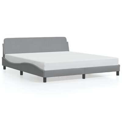vidaXL Рамка за легло с табла, светлосива, 180x200 см плат