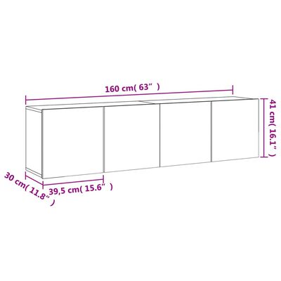 vidaXL ТВ шкафове за стенен монтаж, 2 бр, сив сонома, 80x30x41 см