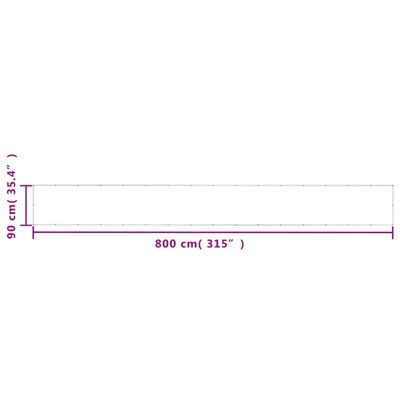 vidaXL Балконски параван бял 90x800 см 100% полиестер оксфорд