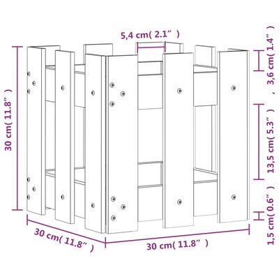 vidaXL Градинска кашпа с дизайн на ограда 30x30x30 см дугласки масив