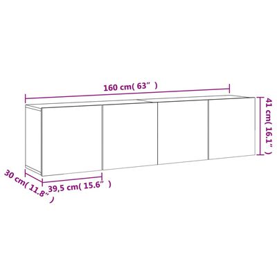 vidaXL ТВ шкафове за стенен монтаж, 2 бр, кафяв дъб, 80x30x41 см