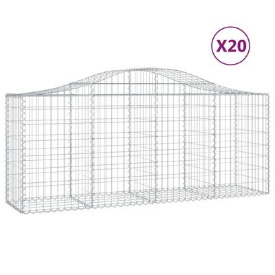 vidaXL Габионни кошници арка 20 бр 200x50x80/100 см поцинковано желязо