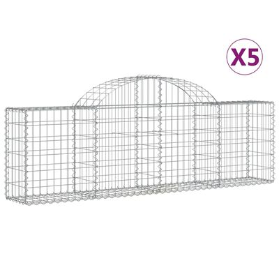 vidaXL Габионни кошници арка 5 бр 200x30x60/80 см поцинковано желязо