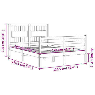 vidaXL Рамка за легло с табла 4FT Small Double масивна дървесина