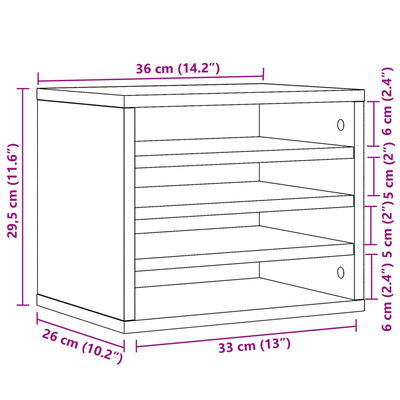 vidaXL Органайзер за бюро, кафяв дъб, 36x26x29,5 см, инженерно дърво