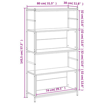 vidaXL Етажерка сив сонома 80x30x145,5 см инженерно дърво и желязо