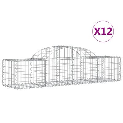 vidaXL Габионни кошници арка 12 бр 200x50x40/60 см поцинковано желязо