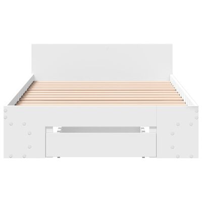 vidaXL Рамка за легло с чекмедже, бяла, 100x200 см, инженерно дърво