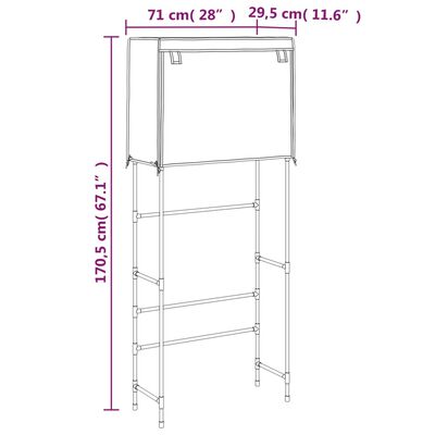 vidaXL 2-етажен стелаж за над пералня черен 71x29,5x170,5 см желязо