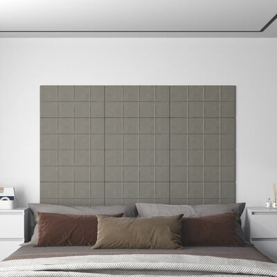 vidaXL Стенни панели, 12 бр, светлосиви, 60x30 см, плат, 2,16 м²