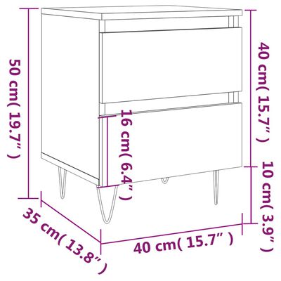 vidaXL Нощно шкафче, сонома дъб, 40x35x50 см, инженерно дърво