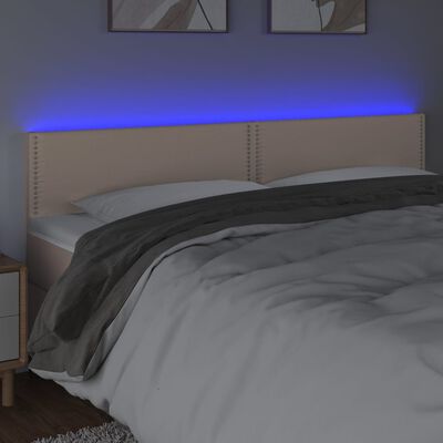 vidaXL LED Горна табла за легло, капучино, 160x5x78/88 см