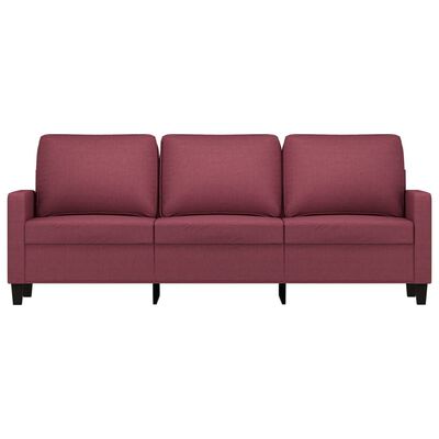vidaXL 3-местен диван, Виненочервен, 180 см, плат