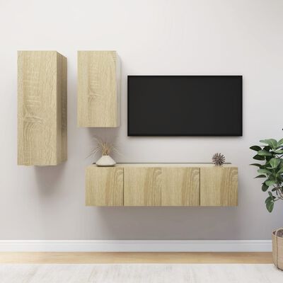 vidaXL Комплект ТВ шкафове от 4 части, дъб сонома, инженерно дърво