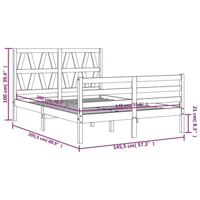 vidaXL Рамка за легло с табла, бяла, 140х200 см, масивно дърво