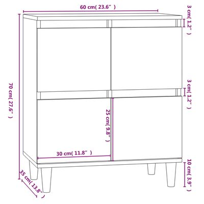 vidaXL Сайдборд, бетонно сив, 60x35x70 см, инженерно дърво