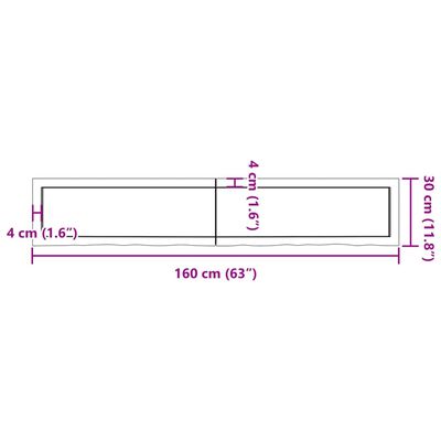 vidaXL Плот за баня 160x30x(2-6) см необработено масивно дърво