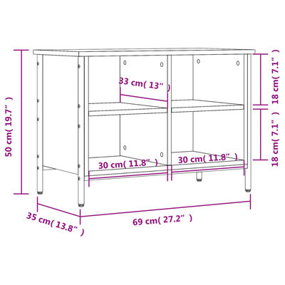 vidaXL Шкаф за обувки, опушен дъб, 69x35x50 см, инженерно дърво